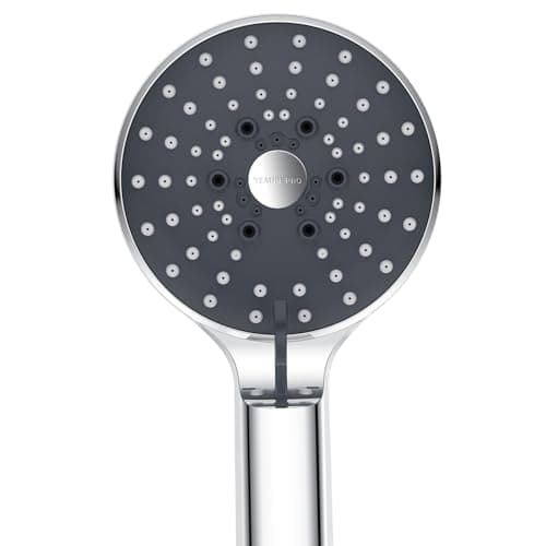 YEAUPE PRO Duschkopf, Hochdruck Duschkopf mit 6 Strahlarten, Anti-Kalk-Handbrause und einfache Installation ohne Werkzeug, Sparduschkopf für Gebiete mit hartem Wasser, Chrom