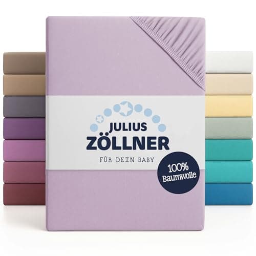 Julius Zöllner Jersey Spannbettlaken für Baby- & Kinderbett, Größe: 60x120cm / 70x140cm, 100% Jersey-Baumwolle, OEKO-TEX Standard 100 zertifiziert, 1er Pack, flieder