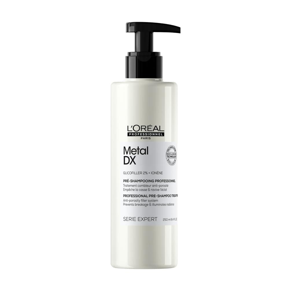 L'Oréal Professionnel Pre-Shampoo für alle Haartypen, Anti- Haarbruch, Für kräftigeres, glänzenderes, geschmeidigeres & weniger poröses Haar, Serie Expert, Metal DX Pre-Shampoo, 250 ml