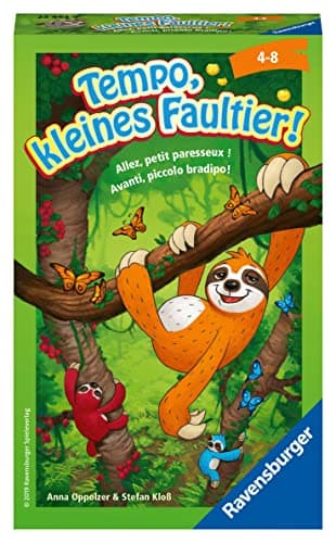 Ravensburger 23463 - Tempo, kleines Faultier, Mitbringspiel für 2-4 Spieler, Kinderspiel ab 4 Jahren, kompaktes Format, Reisespiel, Brettspiel
