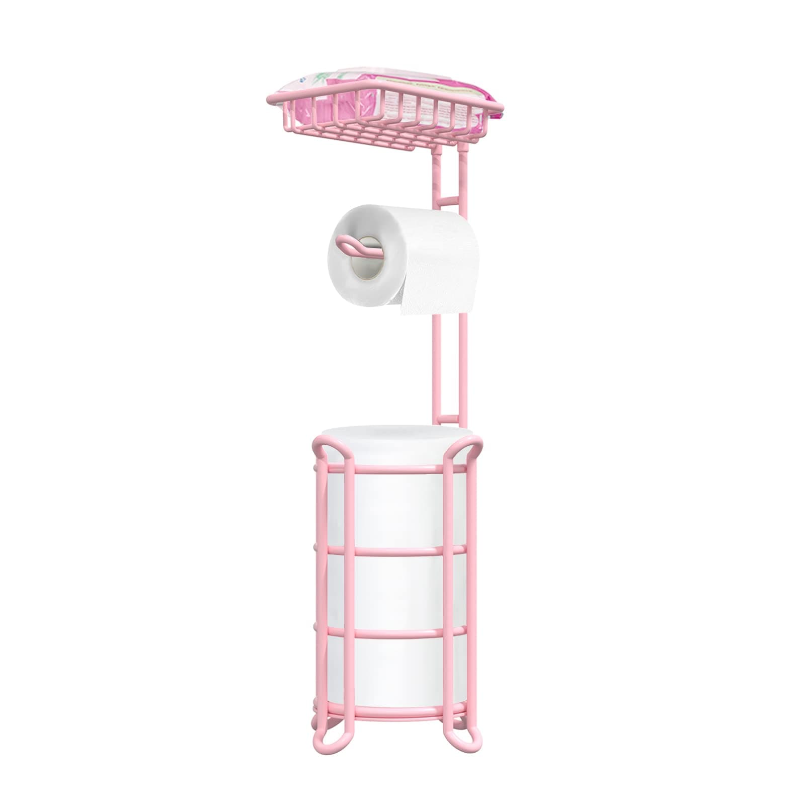 TreeLen Toilettenpapierhalter, freistehend, mit Ablage, Aufbewahrung für Mega-Rollen, Badezimmer-Organizer, Rosa, 6.5 * 24"