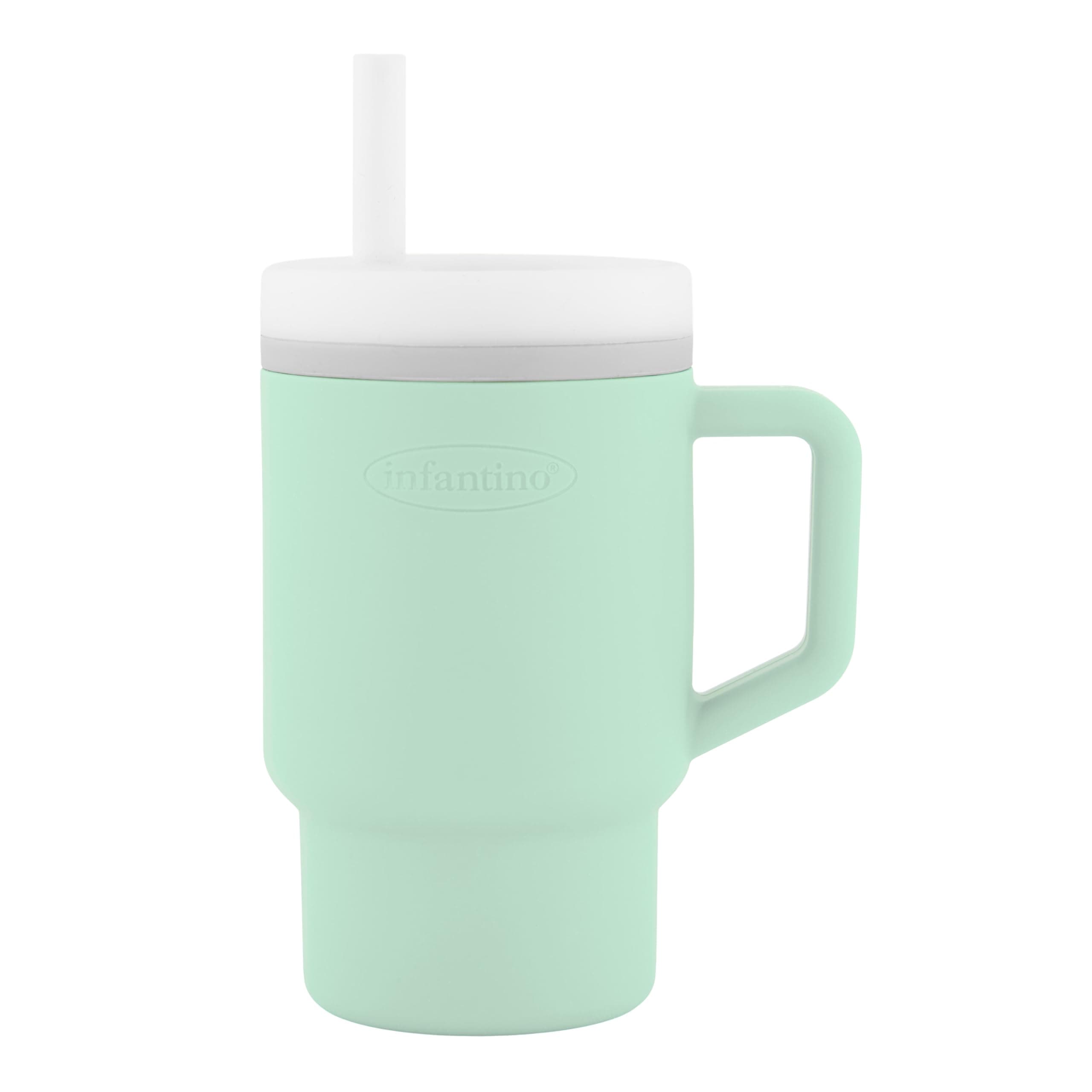 INFANTINO My 1st Tumbler – Süßer Minibecher mit Auslaufsicherem Strohhalm und Kleinkindfreundlichem Griff, Fördert das Trinken, Leicht zu Reinigen, 255 ml, Kühle Minze