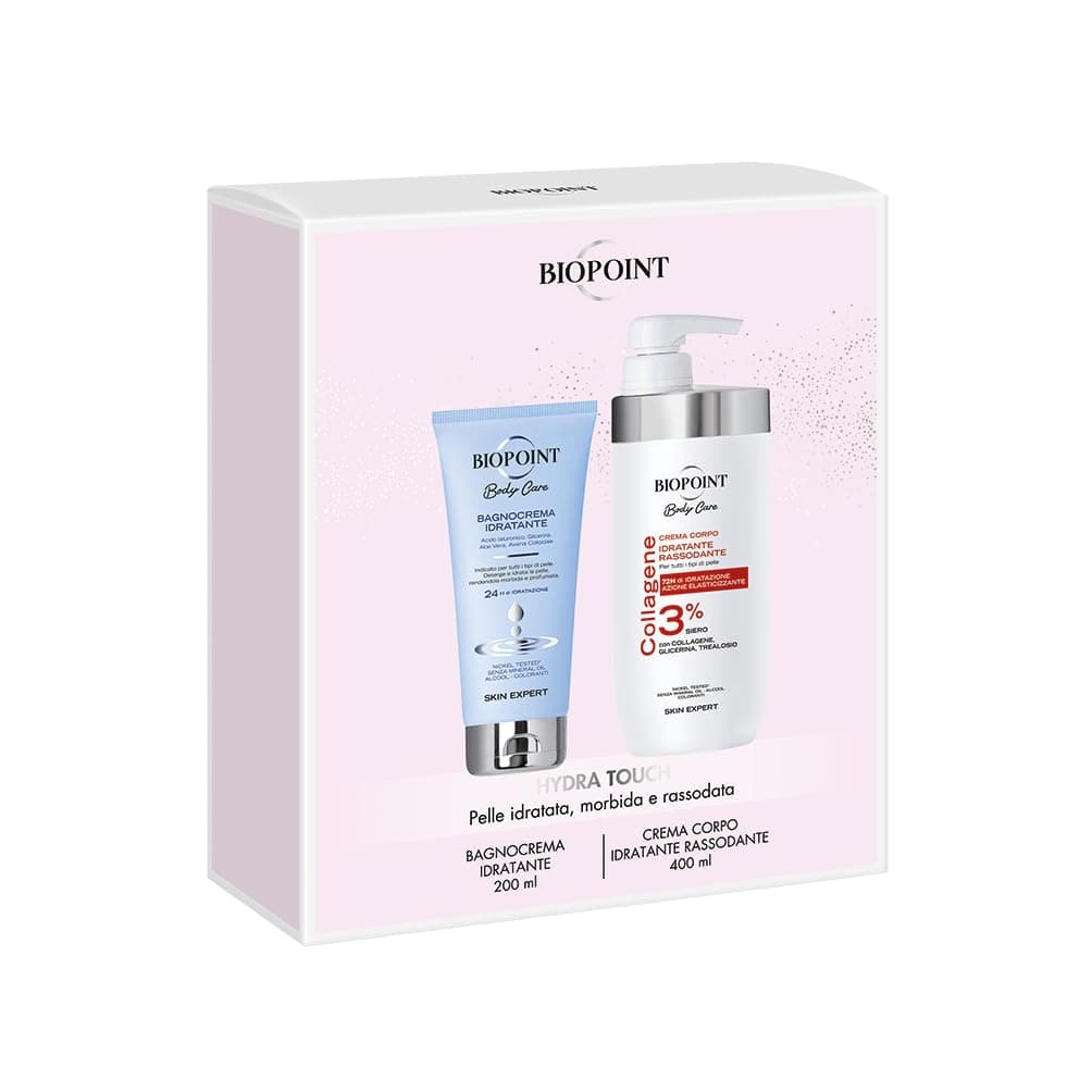 Biopoint - Geschenkset feuchtigkeitsspendende und straffende Körpercreme 500 ml und feuchtigkeitsspendende Creme 200 ml, elastische Wirkung für alle Hauttypen, genährte Haut, weich und samtig