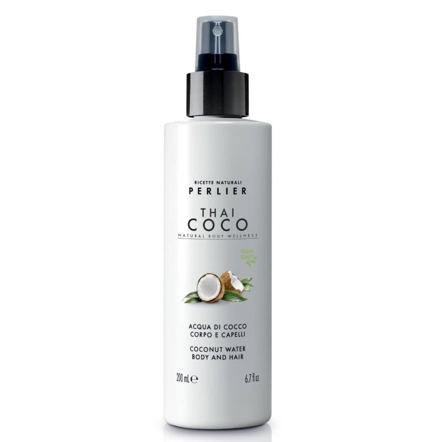 Perlier, Thai Coco Körper- und Haarwasser, spendet Feuchtigkeit und duftet mit der Frische von Kokoswasser, ohne Alkohol und ideal auch in der Sonne, ein tropischer Traum für Haut und Haare, 200 ml