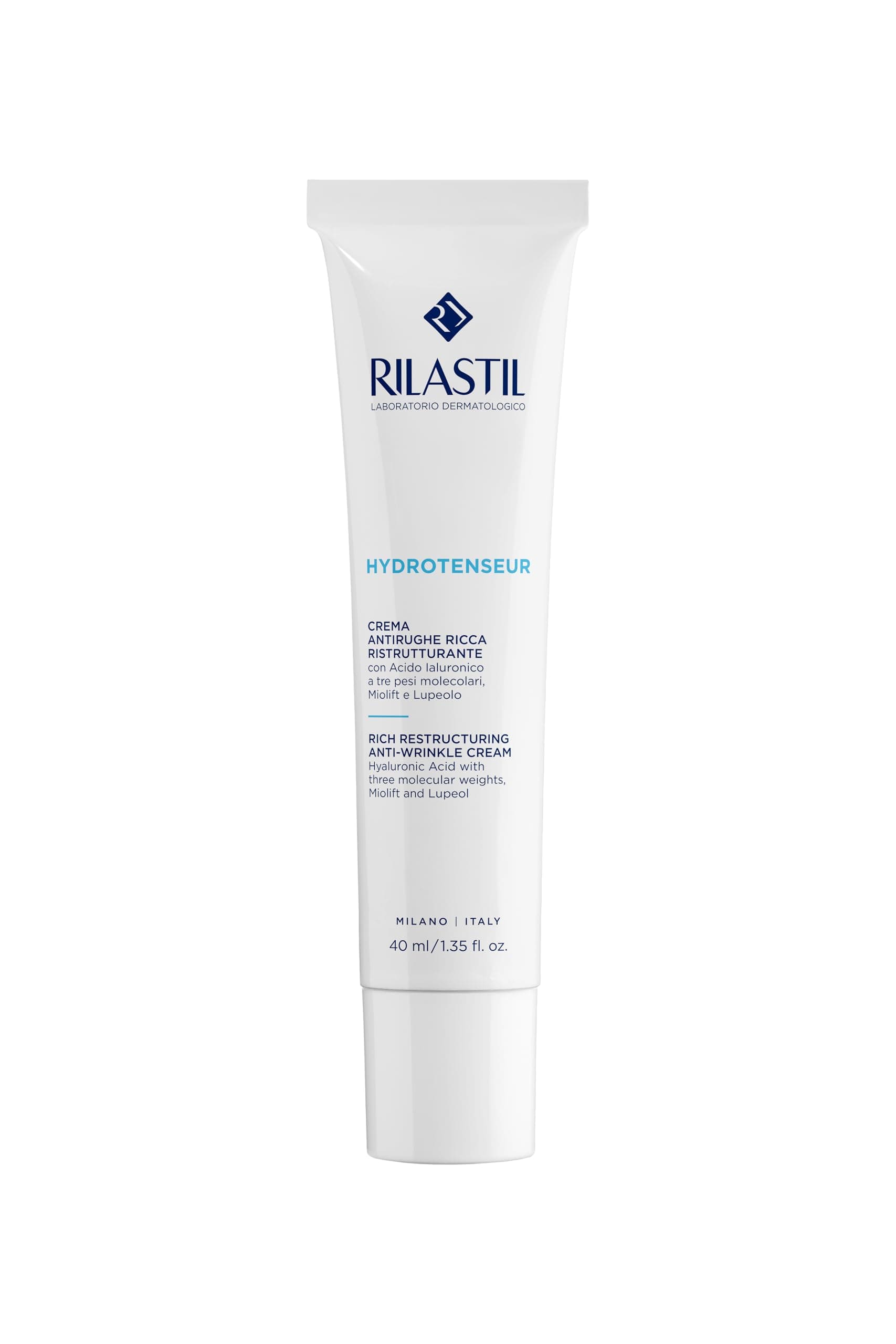 Rilastil Hydrotenseur Anti-Falten - Restrukturierende Gesichtscreme, Reichhaltige und Intensive Textur mit Hyaluronsäure Für Trockene Haut, 40ml Packung