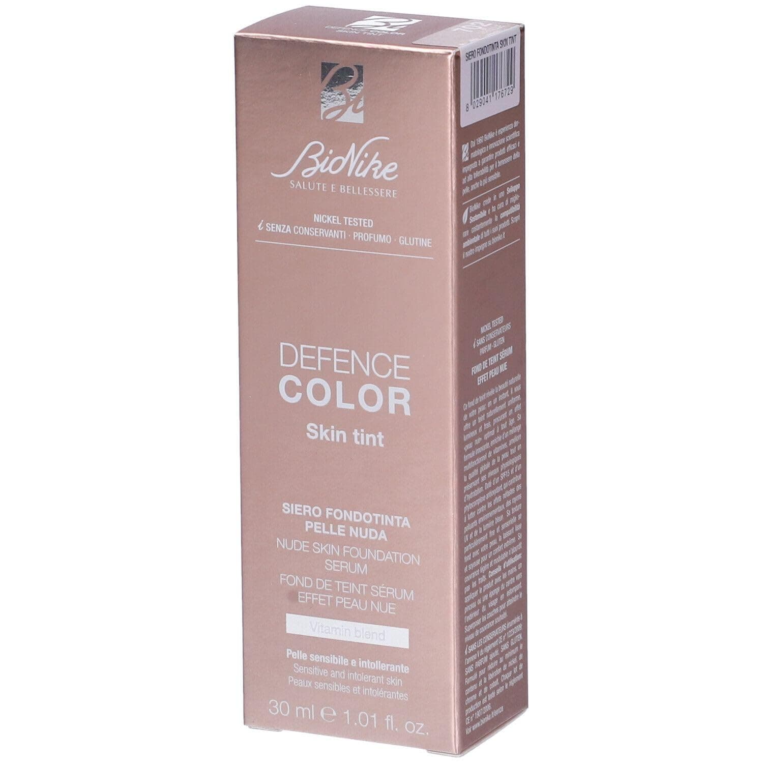 BioNike Defence Color Skin Tint Light Foundation-Serum, LSF 15, mit Hyaluronsäure, Multivitamin-Blend und antioxidativem Phytokomplex, leichte Textur, modulare Abdeckung, 30 ml, Nr. 702 Vanille