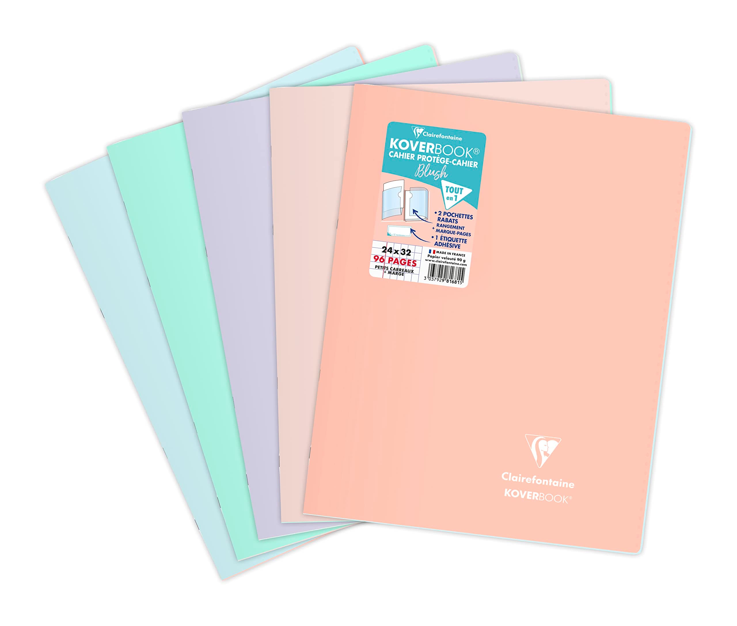 Clairefontaine 981681C Heft Koverbook A4+ 48 Blatt kariert Rand sortiert