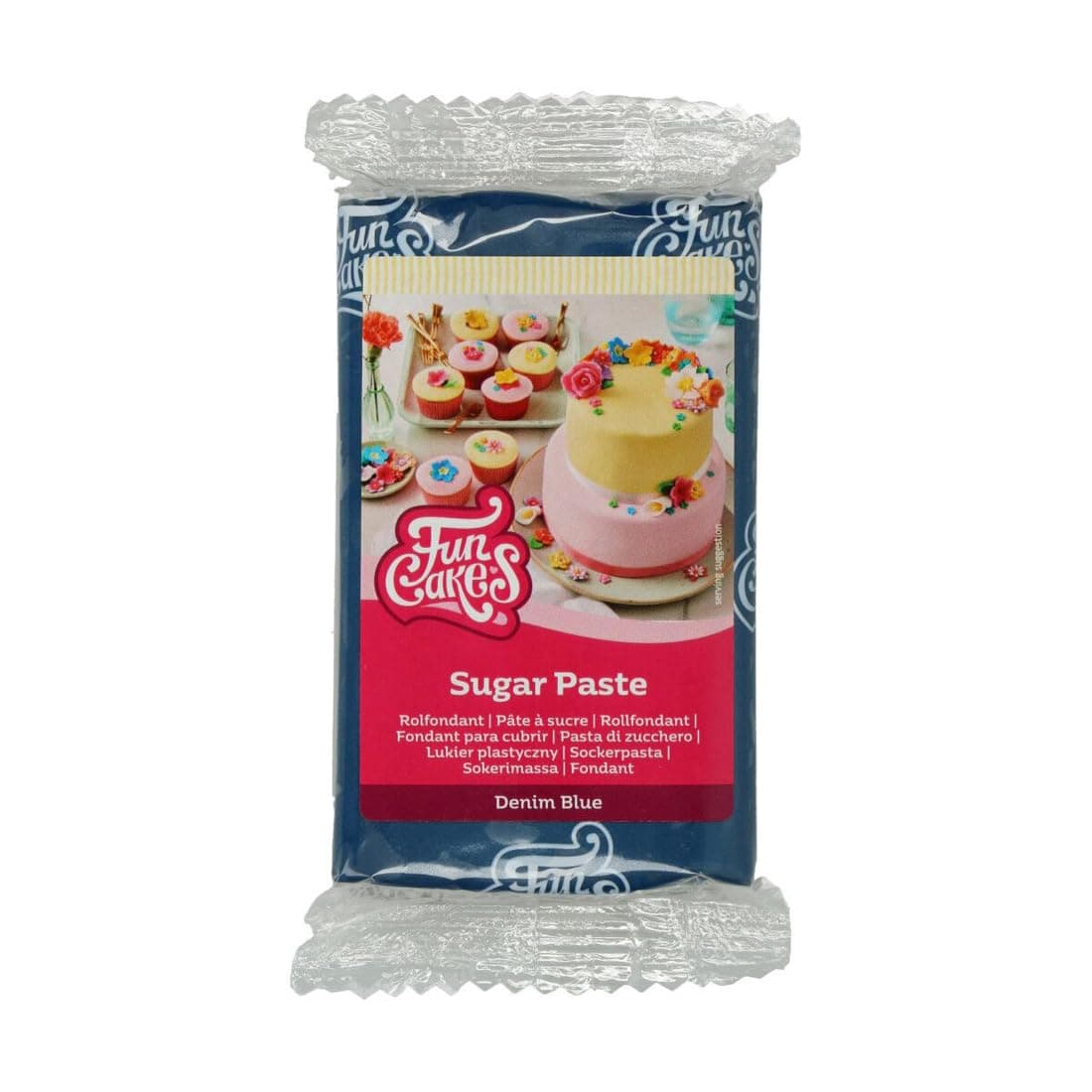 FunCakes Rollfondant Demin Blue: Einfach zu verwenden, glatt, flexibel, weich und biegsam, perfekt zum Dekorieren von Kuchen, halal, koscher und glutenfrei, 250 g