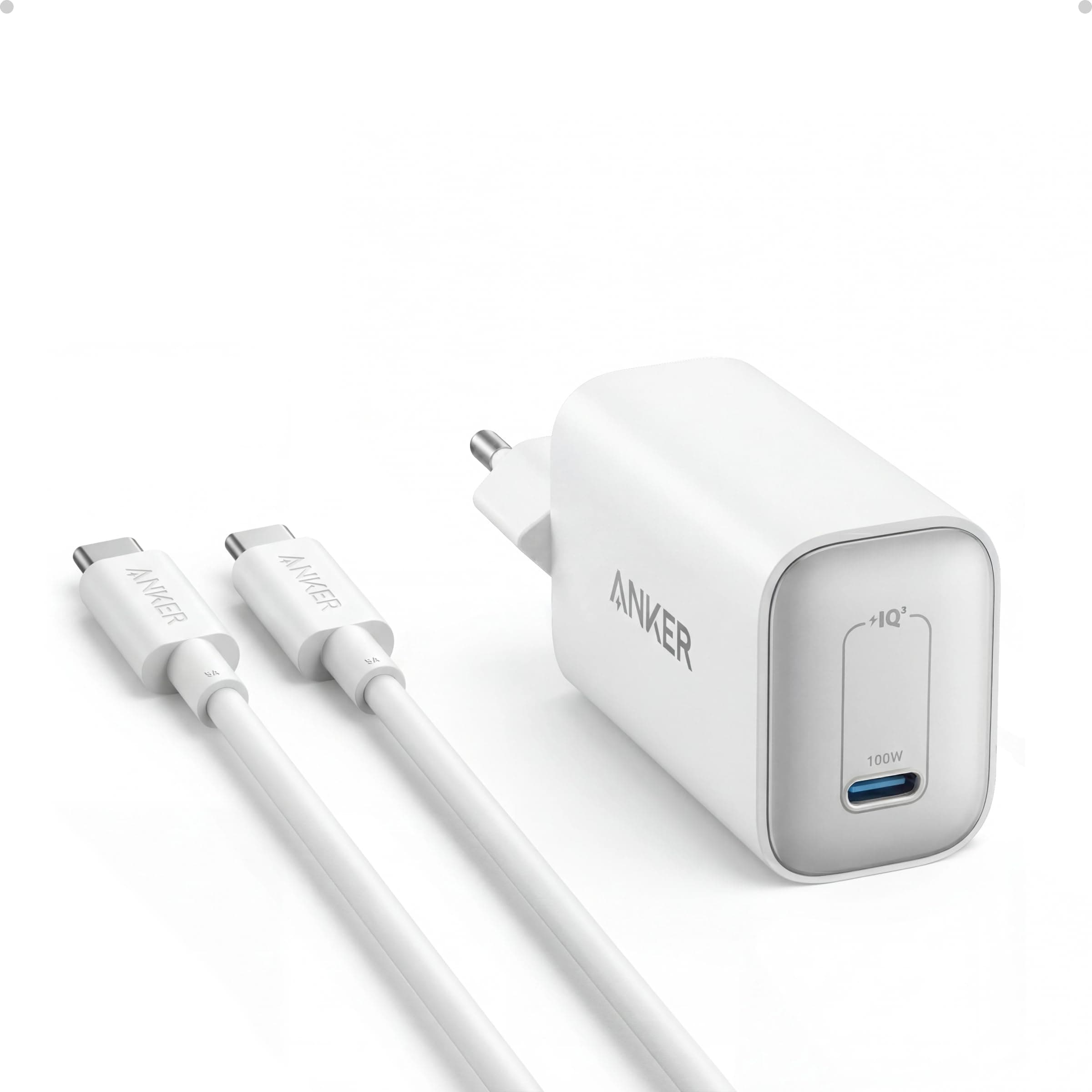 Anker Nano 100W USB C Ladegerät, Laptop Ladegerät, Netzteil für MacBook, iPad, iPhone 17/16, Galaxy und alle USB-C Geräte, 1,8m USB-C Kabel inklusive (Schwarz)