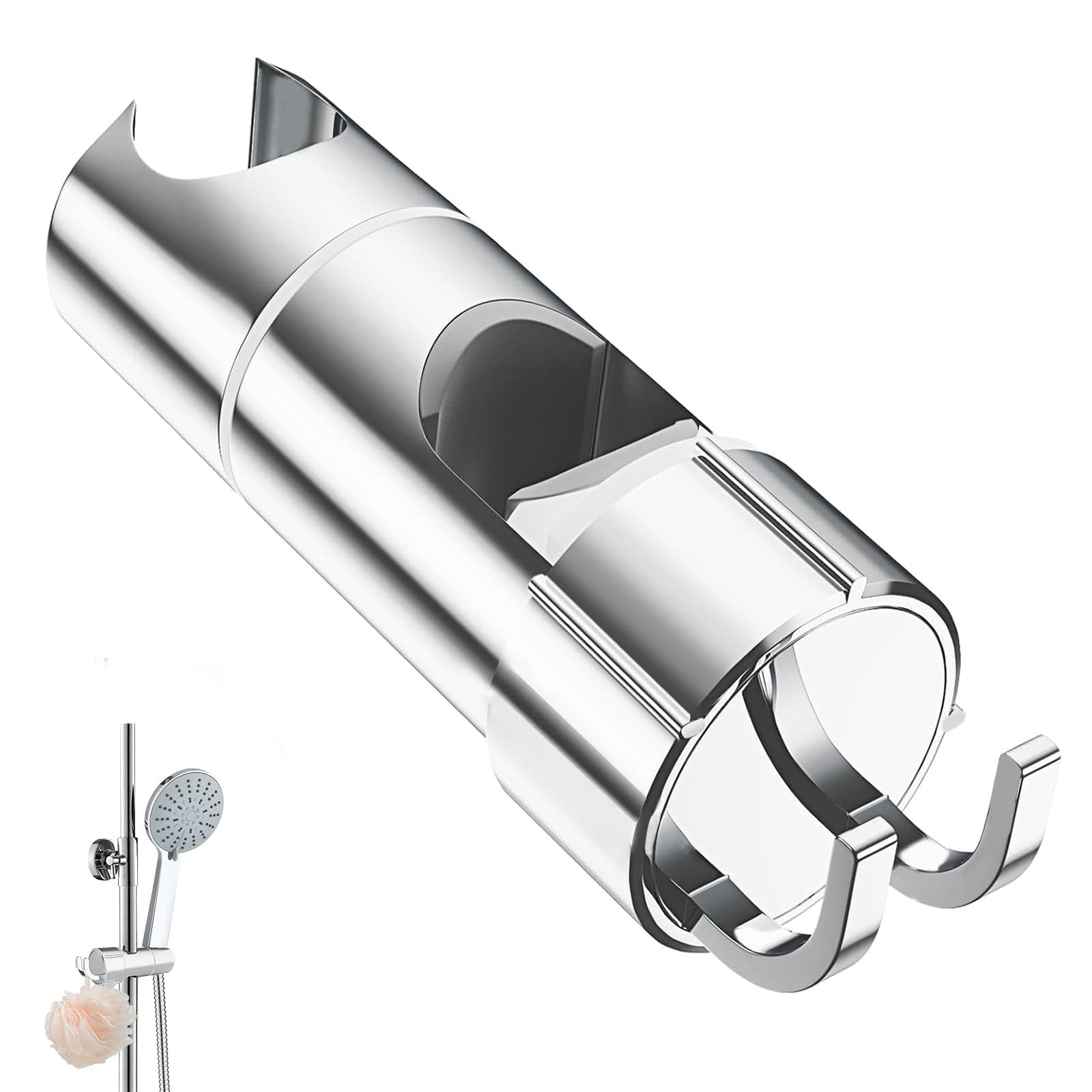 SURFOU Duschkopfhalterung ohne Bohren, Duschhalterung für Duschkopf & Duschstange, Halterung Verstellbar für Stange 25mm, Duschbrause Halter Brausehalter Handbrause Brausehalterung