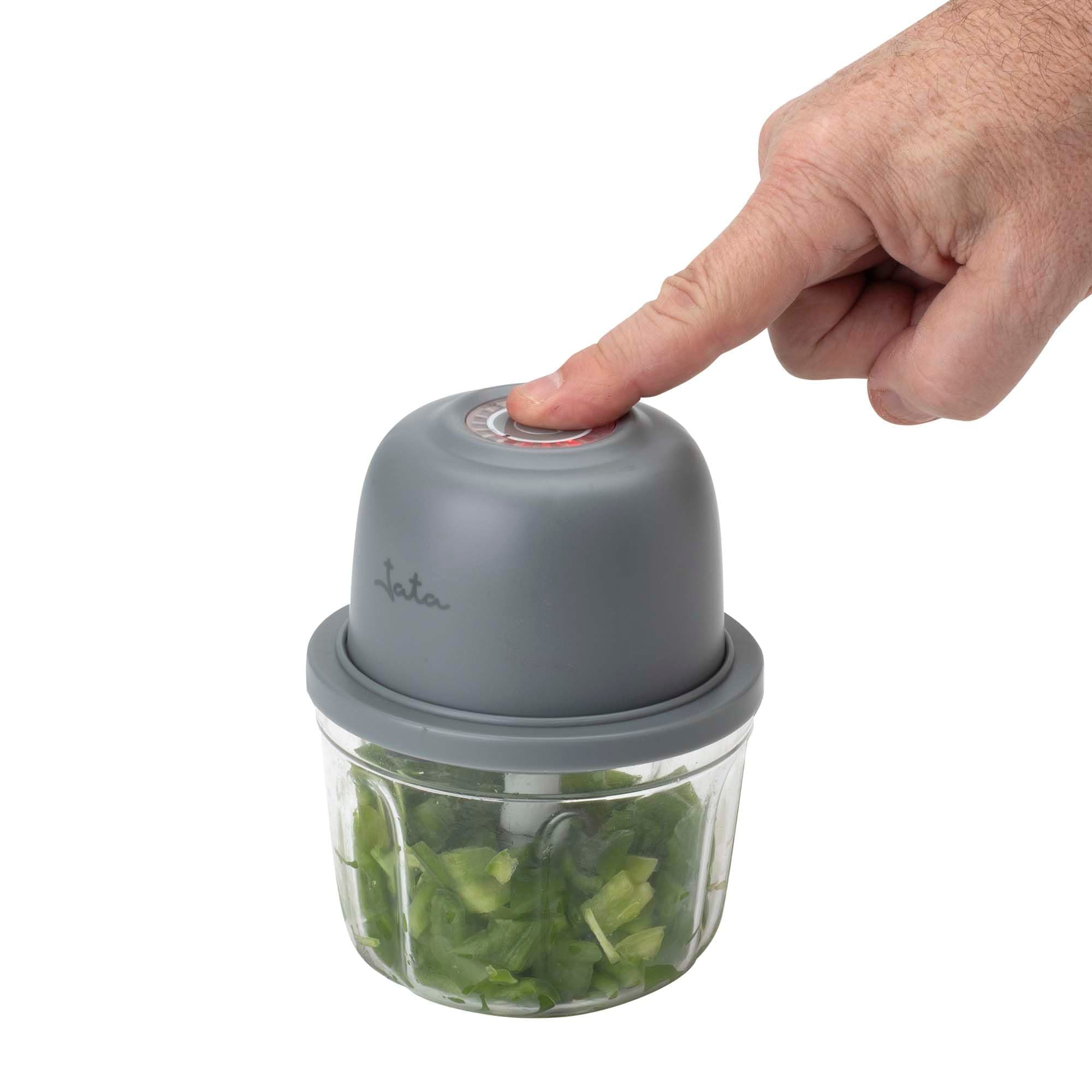 JATA JEPC1207 Elektrischer Mini-Zerkleinerer, wiederaufladbar, USB-C, kabellos, 430 ml, Klinge aus Edelstahl, 3 Höhen, Küchenhäcksler, BPA-frei