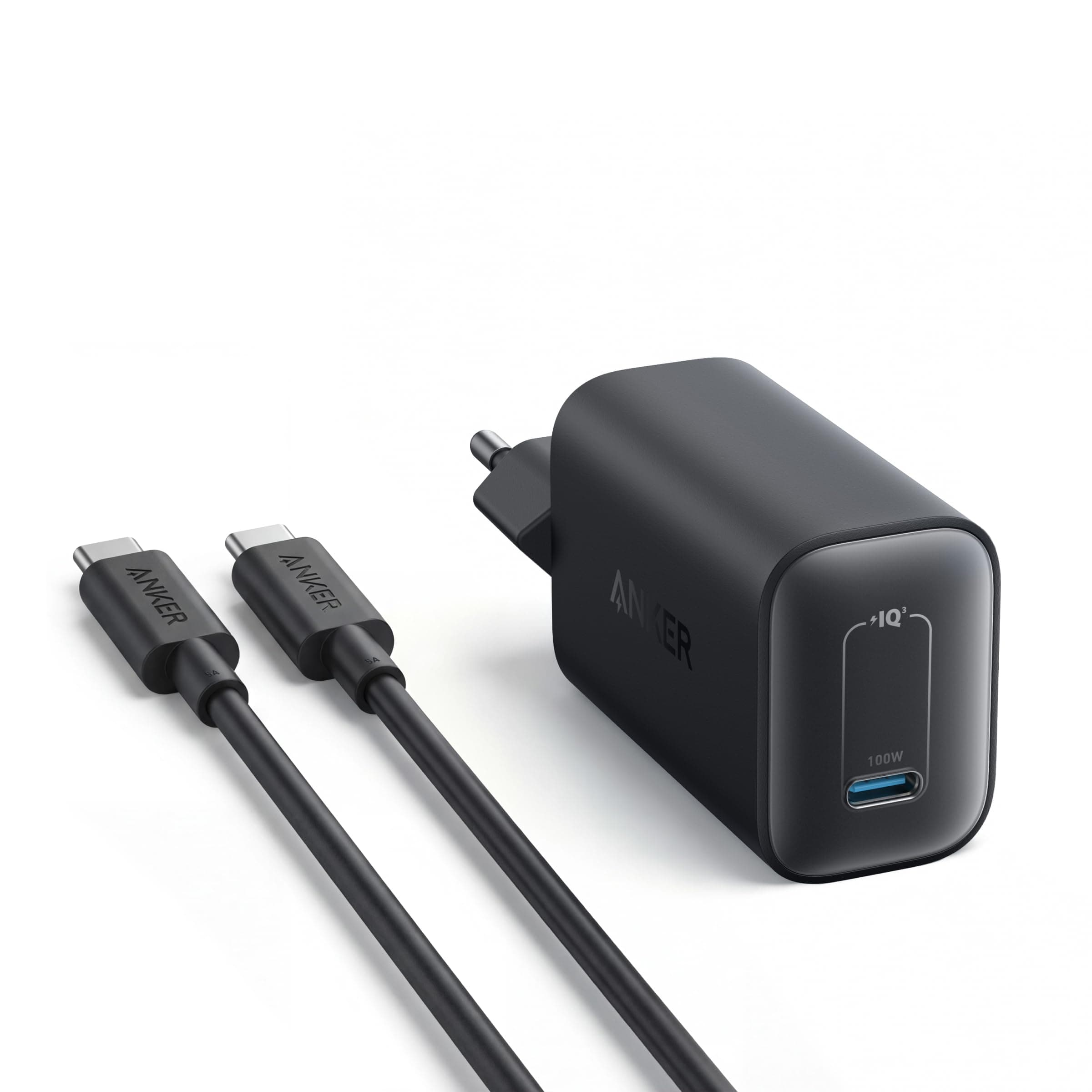 Anker Nano 100W USB C Ladegerät, Laptop Ladegerät, Netzteil für MacBook, iPad, iPhone 17/16, Galaxy und alle USB-C Geräte, 1,8m USB-C Kabel inklusive (Schwarz)