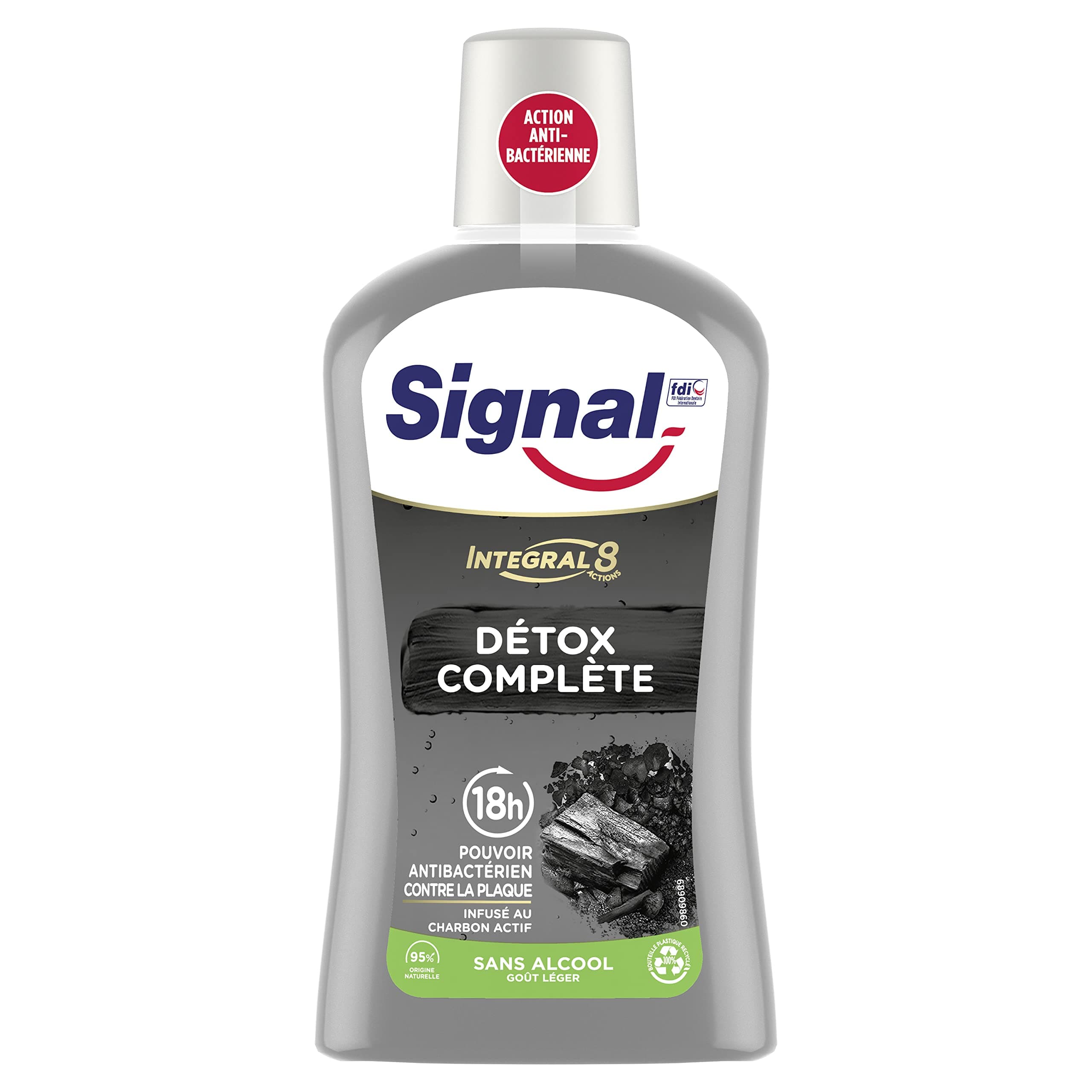 Signal Integral 8 Nature Elements Mundspüler, antibakteriell, komplett mit Aktivkohle-Infuse, Whitening, Schutz & Weiß, 500 ml
