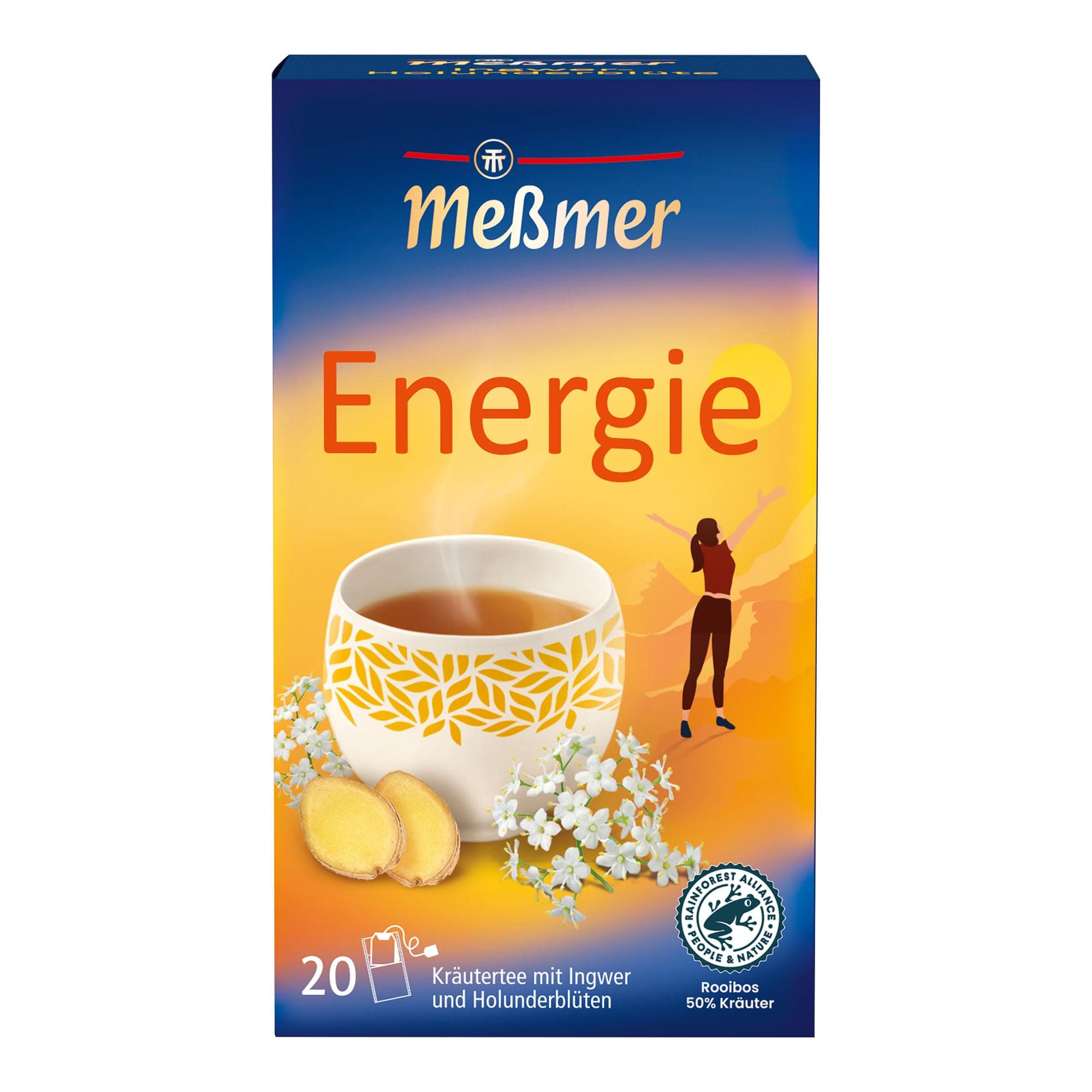 Meßmer Energie | Kräutertee mit Ingwer & Holunderblüten | 20 Teebeutel | sanft-würziger Geschmack