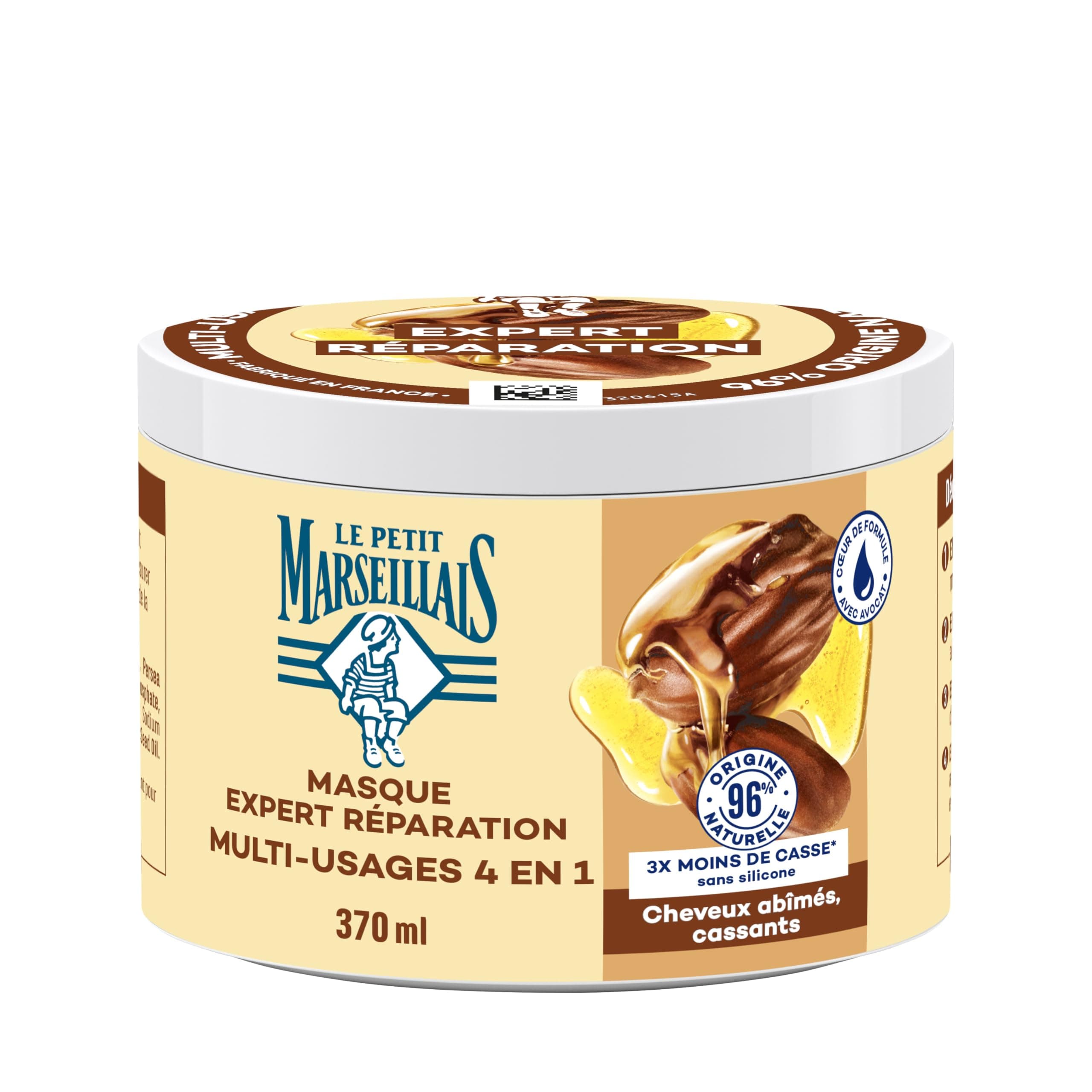 Le Pe Marseillais 4-in-1-Maske Expert Reparatur, Bio-Jojoba-Öl (370 ml-Topf) – Haarmaske für brüchiges Haar – Haarpflege ohne Silikon, 96% natürlichen Ursprungs