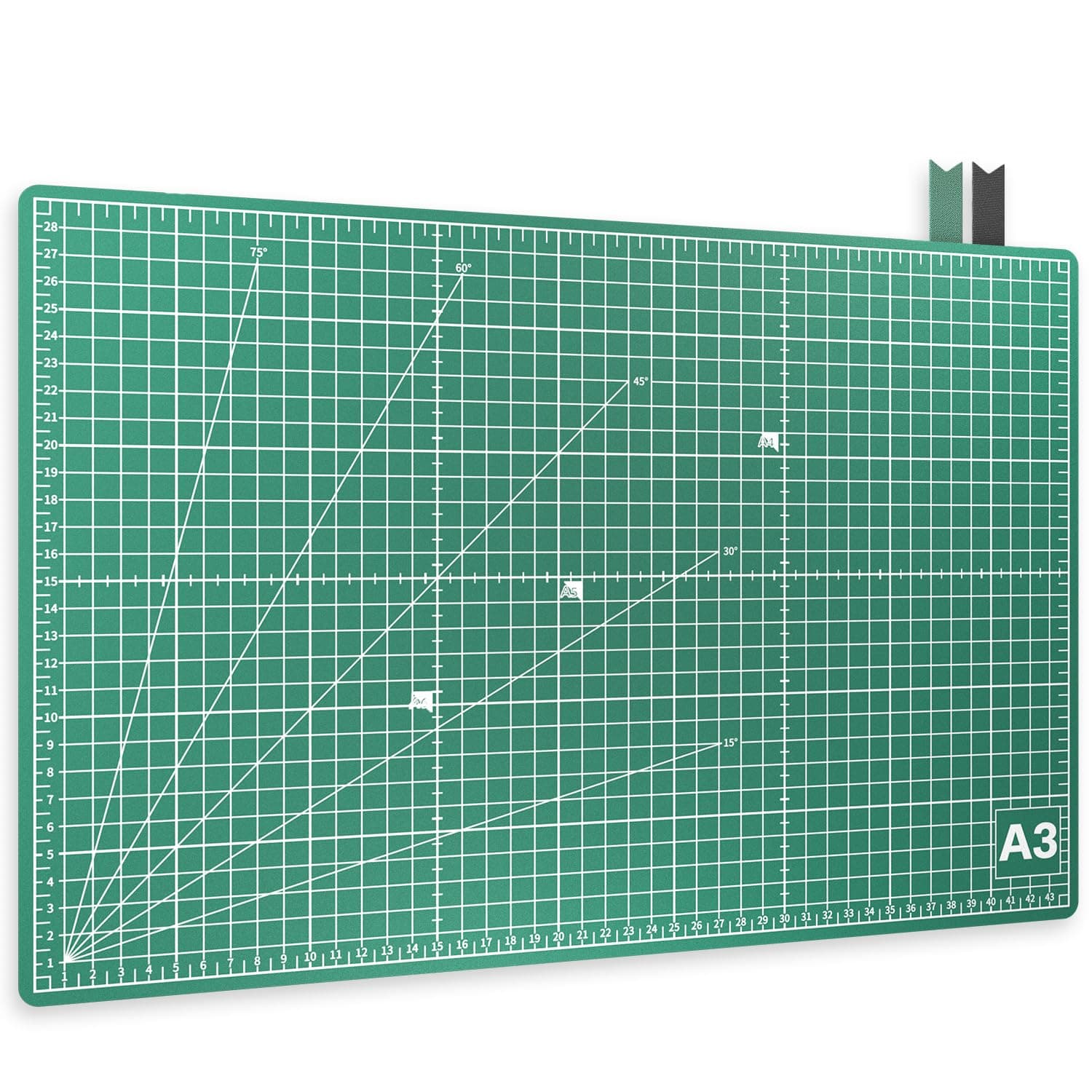 ACROPAQ Schneidematte A3 - Selbstheilend, A3 (45 x 30 cm), 5 Lagen Schutz für Ihre Möbel, mit beidseitigen Gittern und Winkelmarkierungen, Grün - Bastelunterlage, Schneideunterlage, Cutting mat