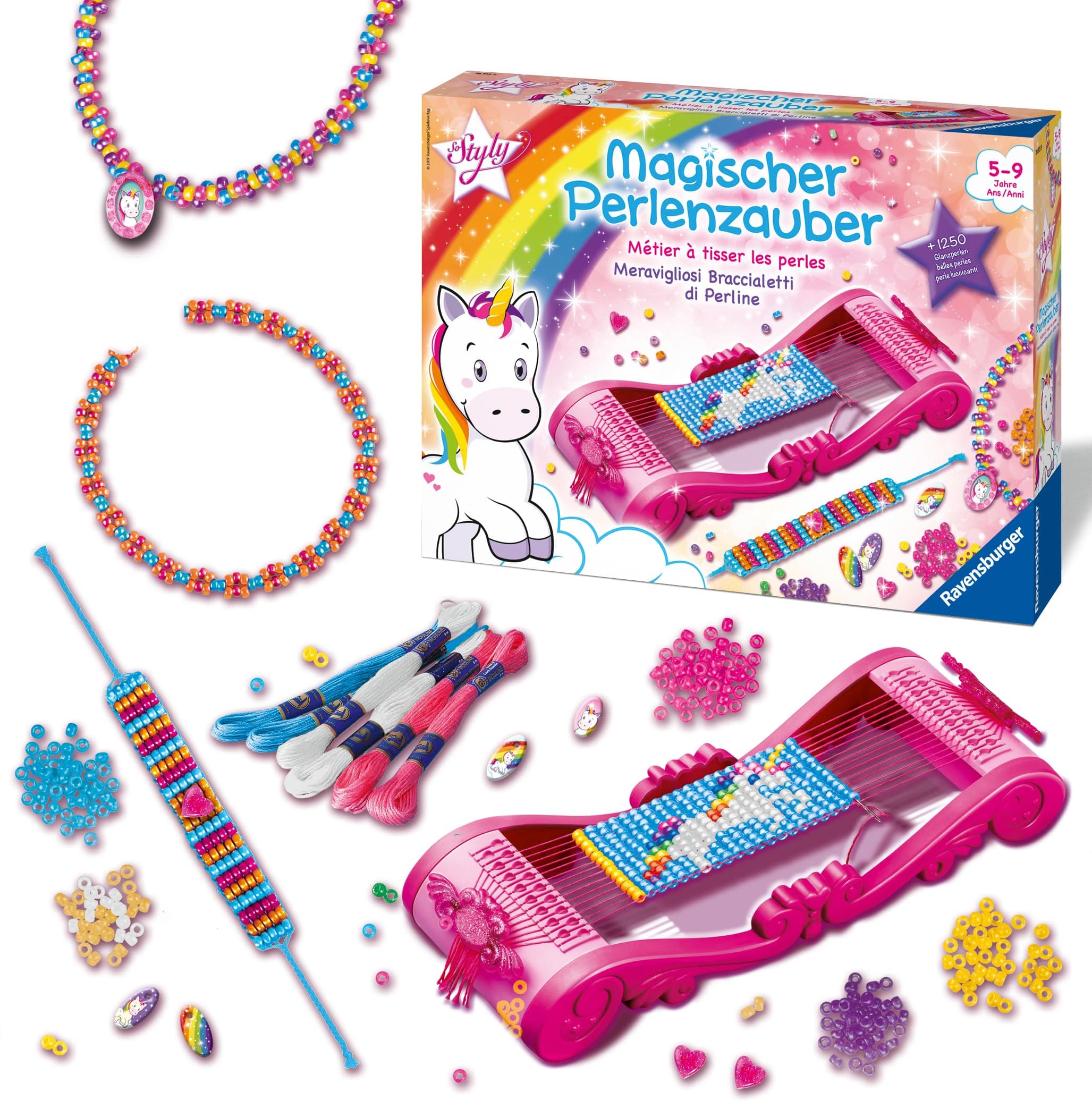 Ravensburger 18513 Magischer Perlenzauber Einhorn - Traumhafte Armbänder aus schillernden Perlen basteln, Kreatives Bastelset für Kinder ab 5 Jahren