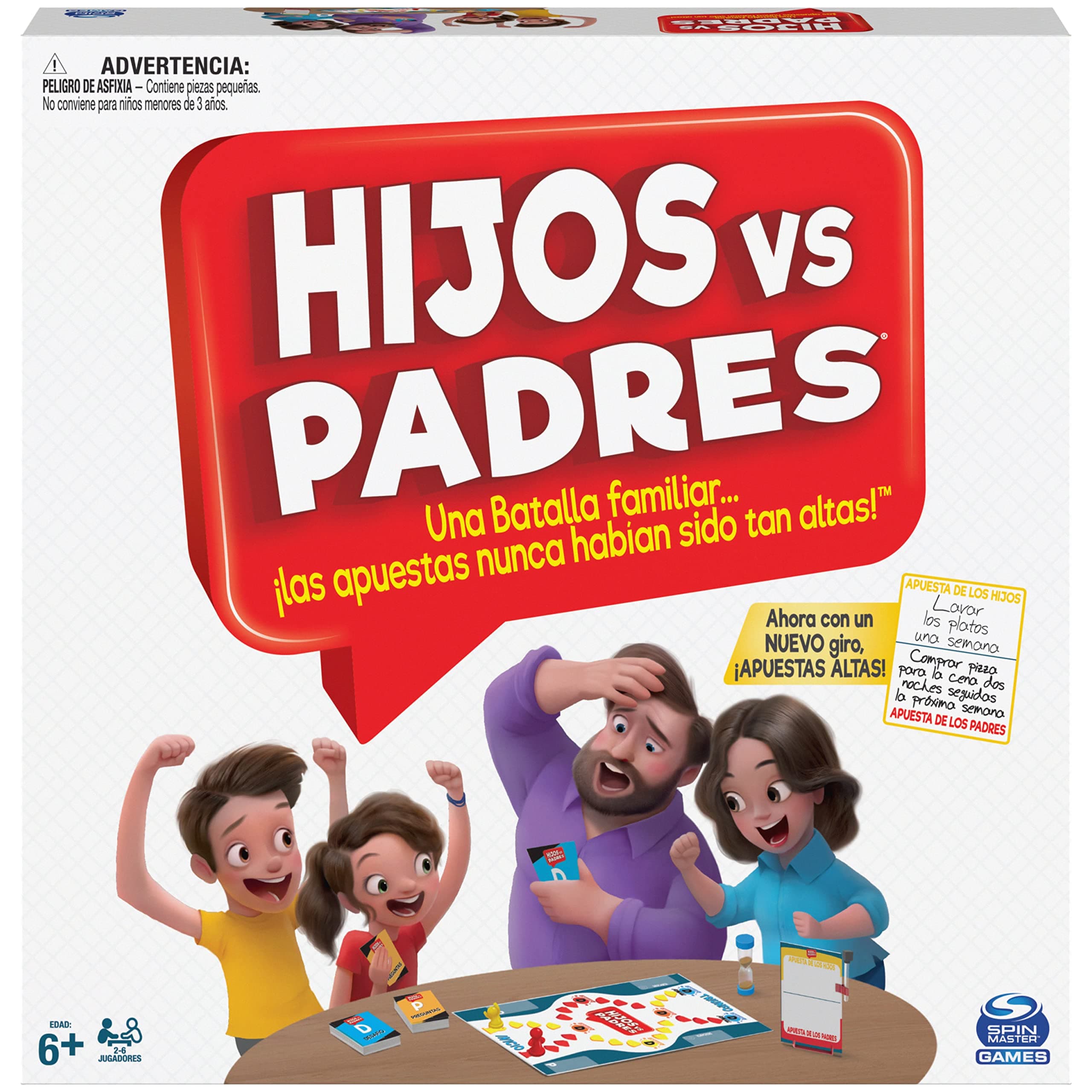 Spin Master Games, klassisches Fragespiel für die ganze Familie, Söhne gegen Eltern für Kinder bis 6 Jahre (6065093)