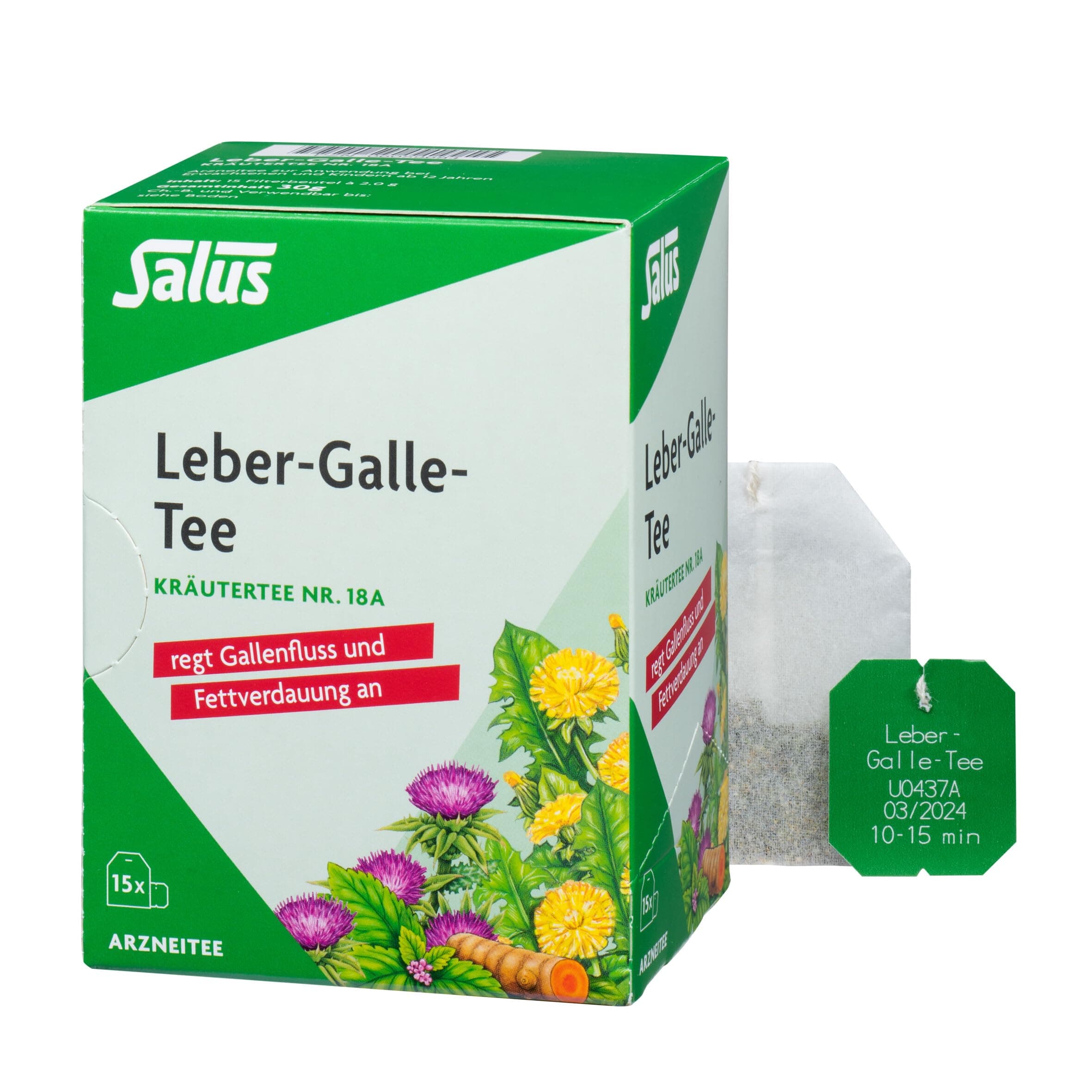 Salus – Leber-Galle-Tee – 1x 15 Filterbeutel (30 g) – Arzneitee – Kräutertee Nr. 18a – regt Gallenfluss und Fettverdauung an
