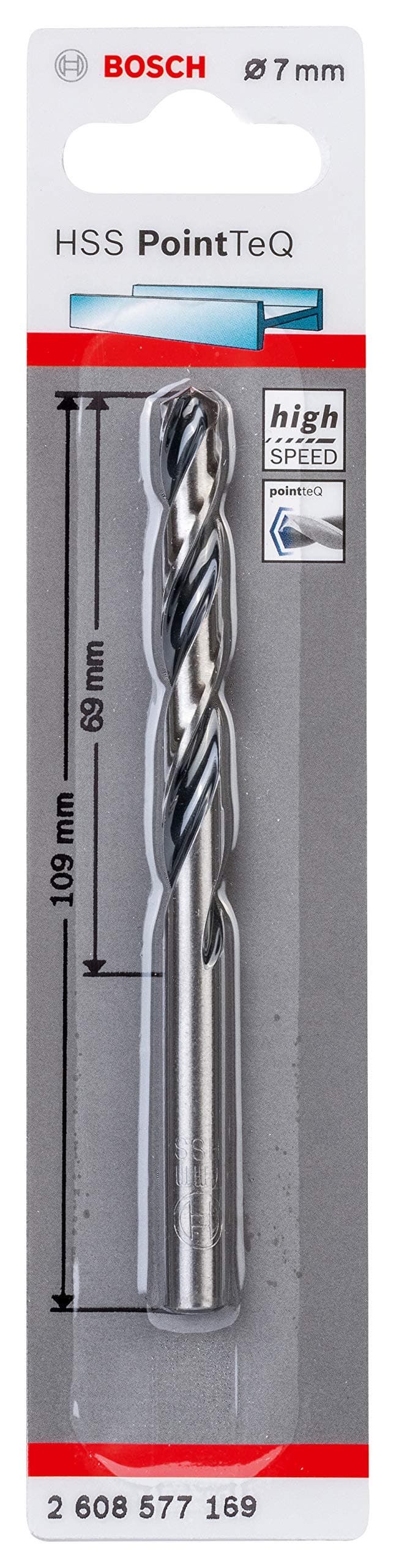 Bosch Professional 1x HSS Spiralbohrer PointTeQ (für Metall, 7 x 69 x 109 mm, Zubehör Bohrschrauber)