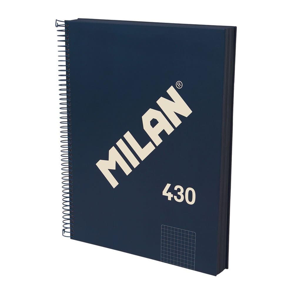 MILAN Notizbuch A4, Hardcover, kariertes Papier (5 x 5 mm), 120 Blatt, 95 g/m², Gummi-Kollektion 430, blau