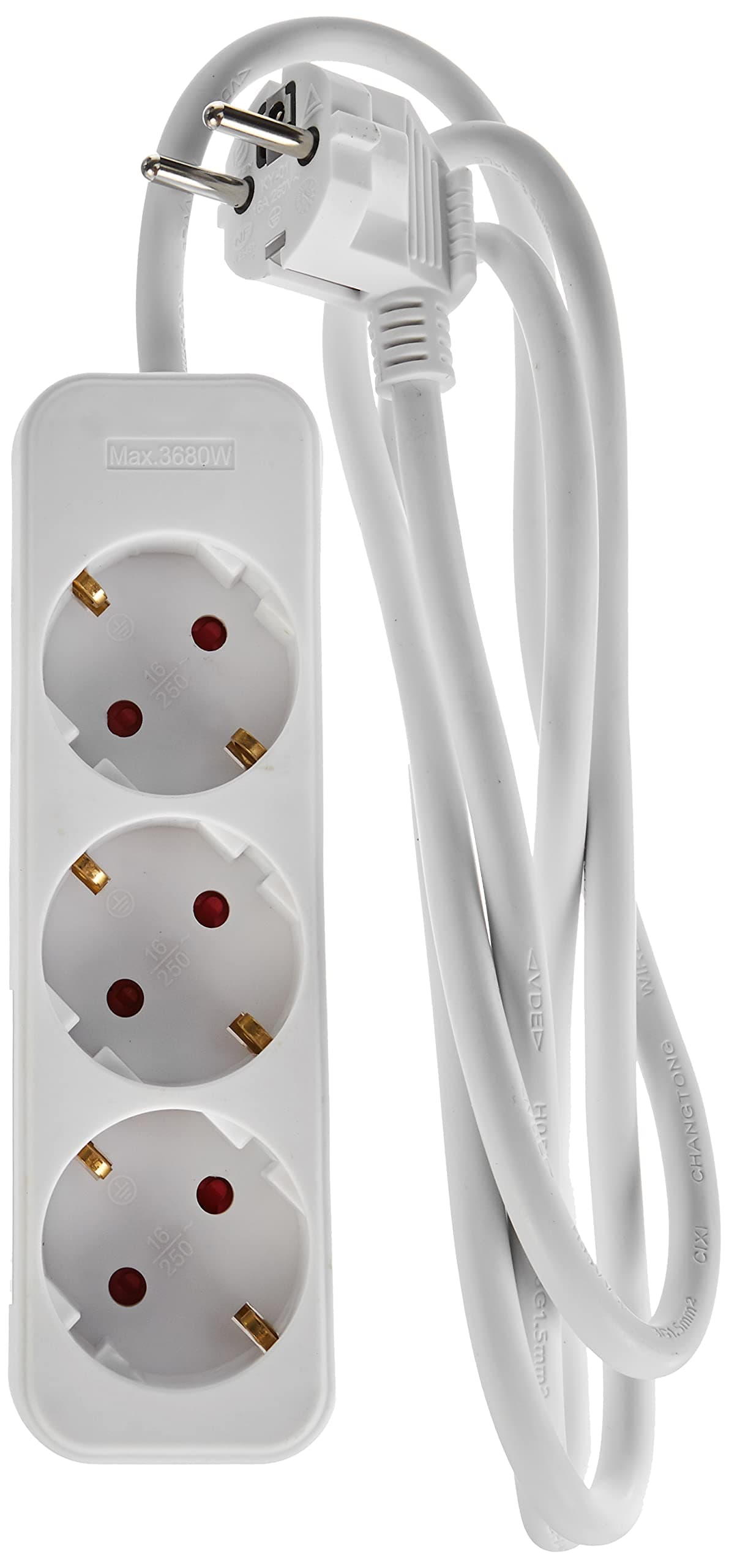 Meister Steckdosenleiste 3-fach - 1,4 m Kabel - weiß - Kunststoffleitung - IP20 Innenbereich / Steckerleiste / Mehrfachsteckdose / Tischsteckdose / Tido 3-fach / 7430010
