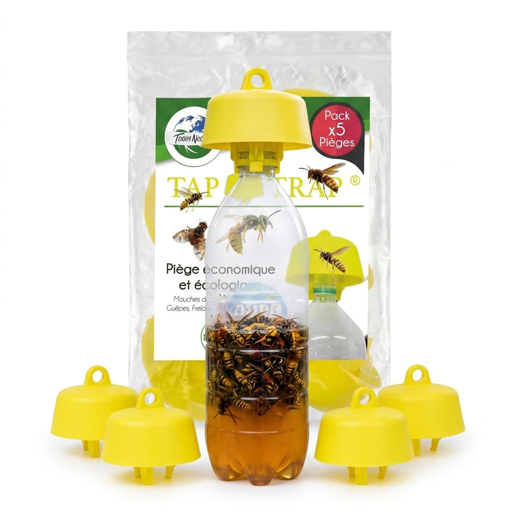 Terra Nostra Wespenfalle Hornissen, Fruchtfliegen, Olivenfliegen – 5 Stück Sparpack mit Köderrezepten enthalten