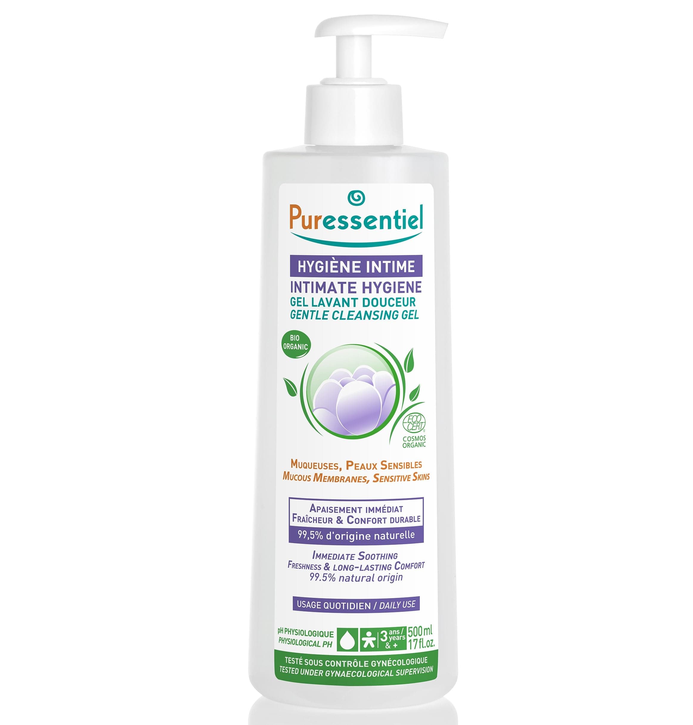 Puressentiel - Intimpflege - Sanftes Waschgel mit 3 Blumenwässern und Aloe Vera - Bio - Hypoallergen - Für den täglichen Gebrauch bei Schleimhäuten und empfindlicher Haut - 500 ml