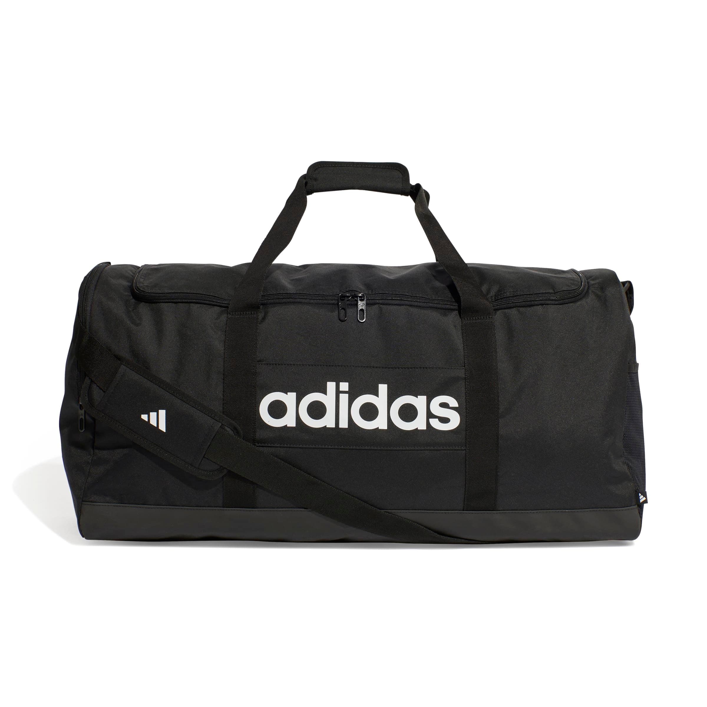 adidas Unisex Essentials Linear Duffel Bag Duffel Bag, Black/Black/White, L