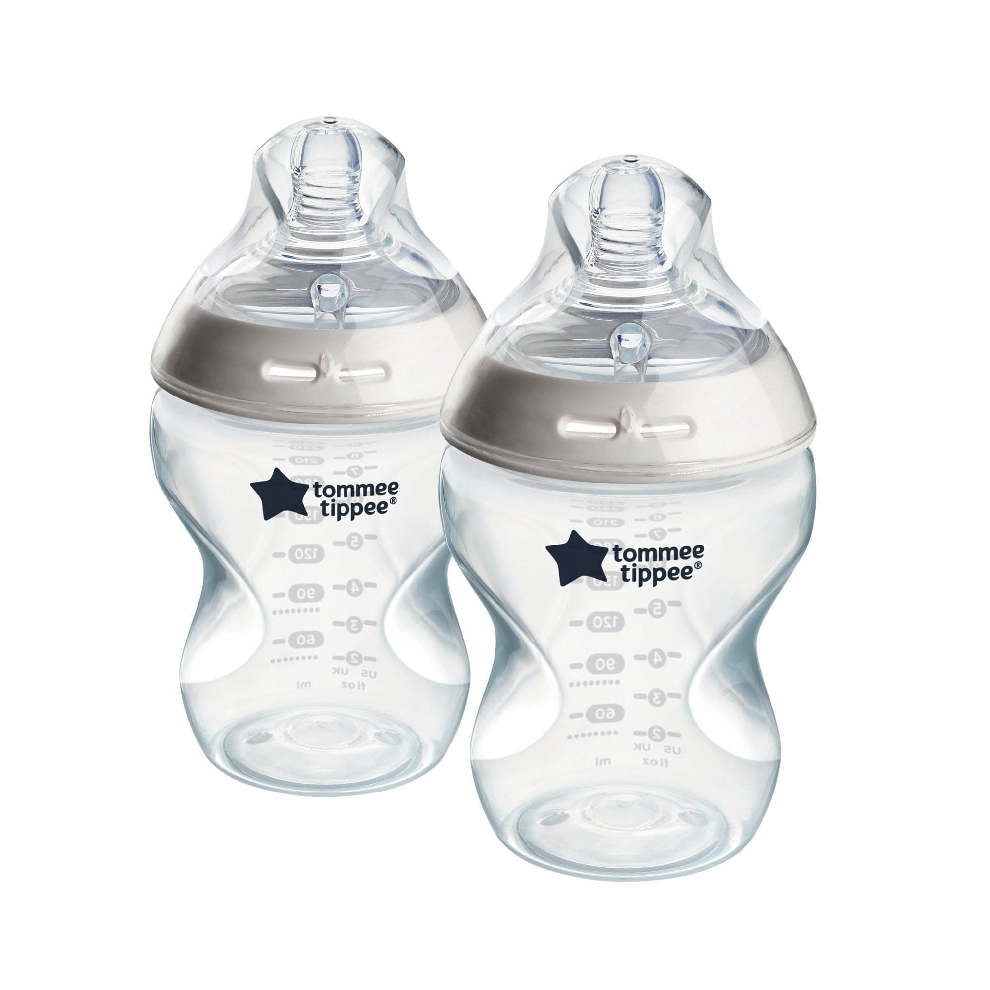 Tommee Tippee-Babyflaschen, Natural Start Anti-Kolik-Flasche, 2x 260ml, brustähnlicher Sauger, Anti-Kolikventil, selbst steril., Zubehör