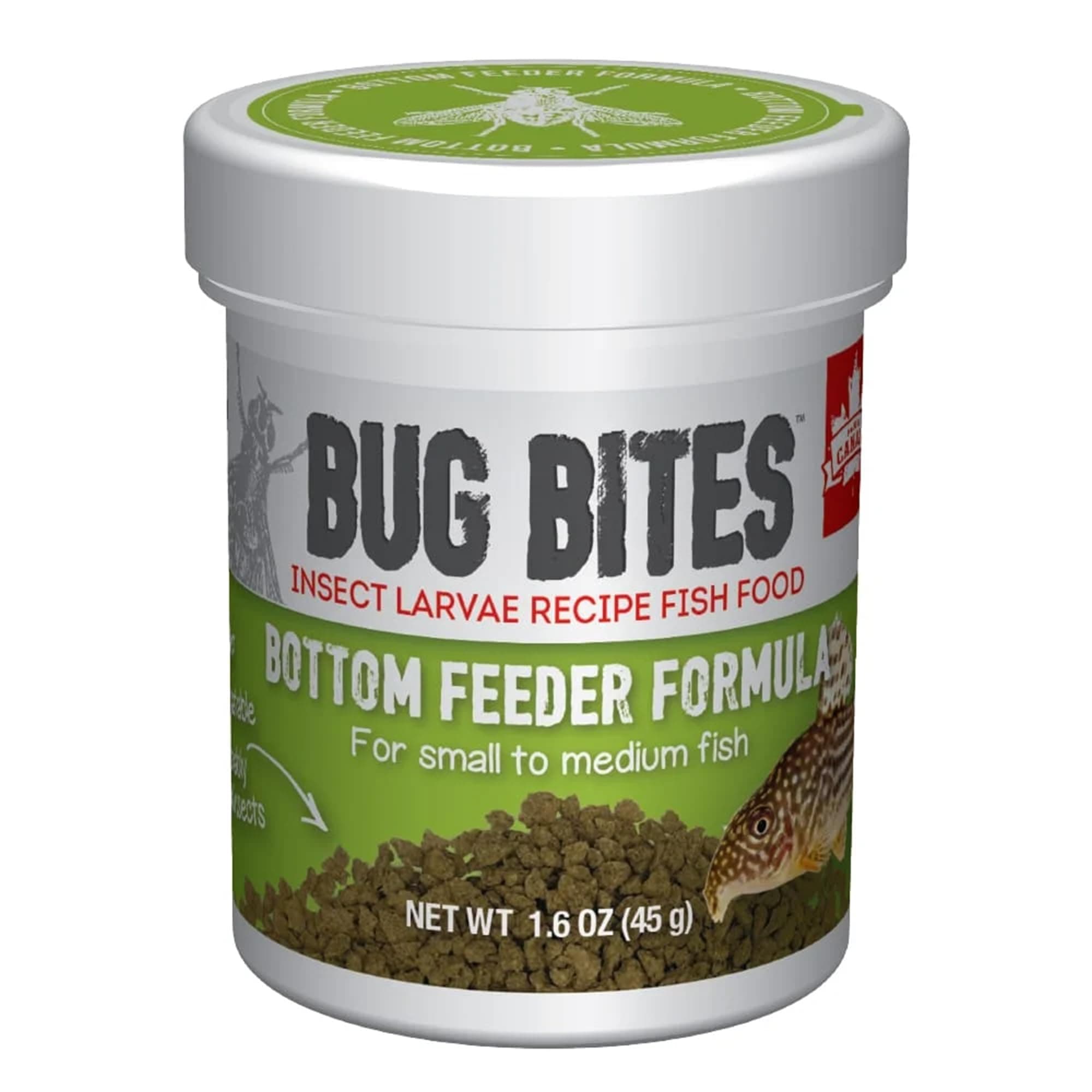 Fluval Bug Bites Fischfutter, mit Insektenlarven, für am Boden fressende Fische, sinkendes Granulat, 1,4-2mm, 45g